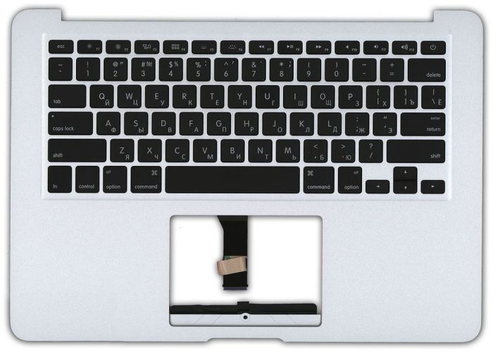 Клавіатура для ноутбука Apple MacBook Air 2012+ (A1466) Чорна, (Срібло TopCase), RU (горизонтальний ентер)