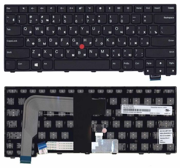 Клавіатура для ноутбука Lenovo Thinkpad (T460S, T470S) Black, (Black Frame), RU