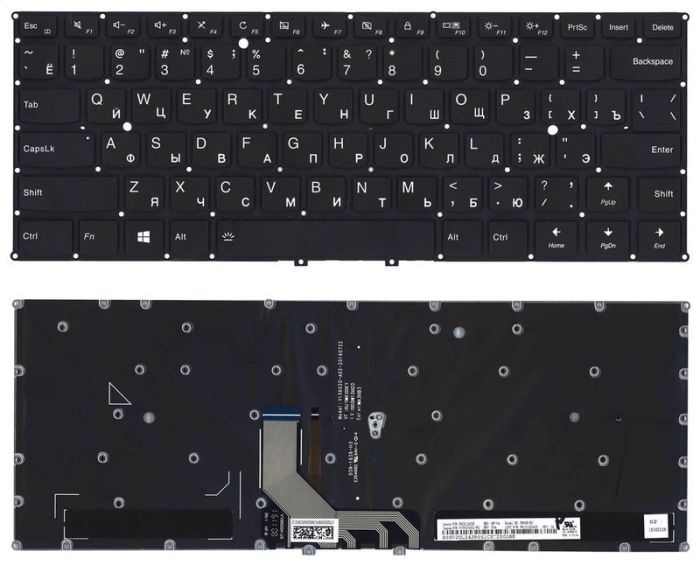Клавіатура для ноутбука Lenovo (920-13IKB) Black с подсветкой (Light), (No Frame) RU