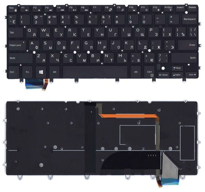 Клавіатура для ноутбука Dell XPS (13 9343) з підсвічуванням (Light), Black, (No Frame), RU