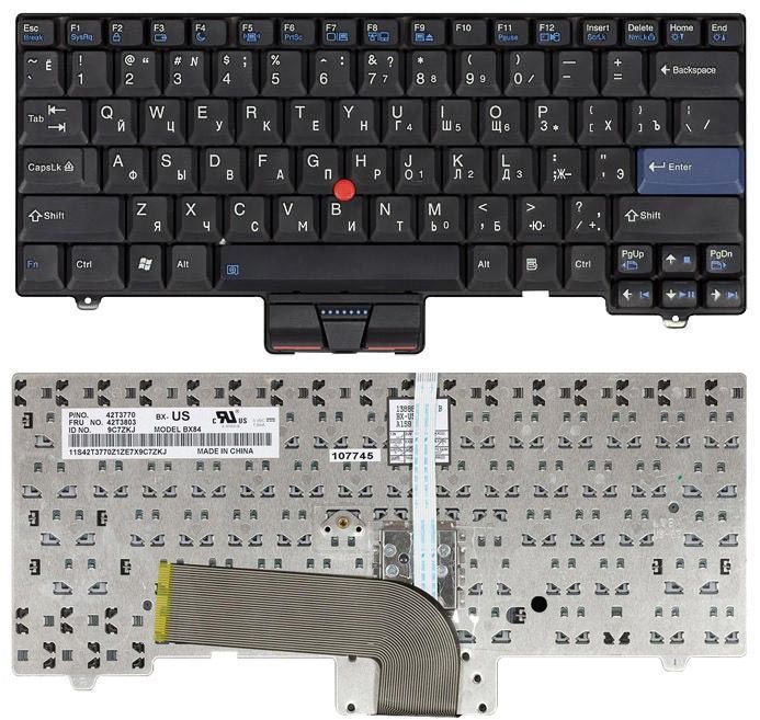 Клавіатура для ноутбука Lenovo ThinkPad (SL300, SL400, SL500) із вказівником (Point Stick) Чорна, RU