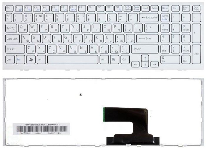 Клавіатура для ноутбука Sony Vaio (VPC-EH, VPCEH) Біла, (Біла рамка) UA