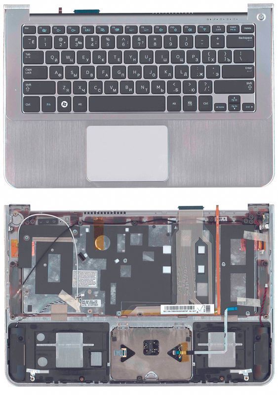 Клавіатура для ноутбука Samsung (900X3A) Чорна, (Срібло TopCase), RU