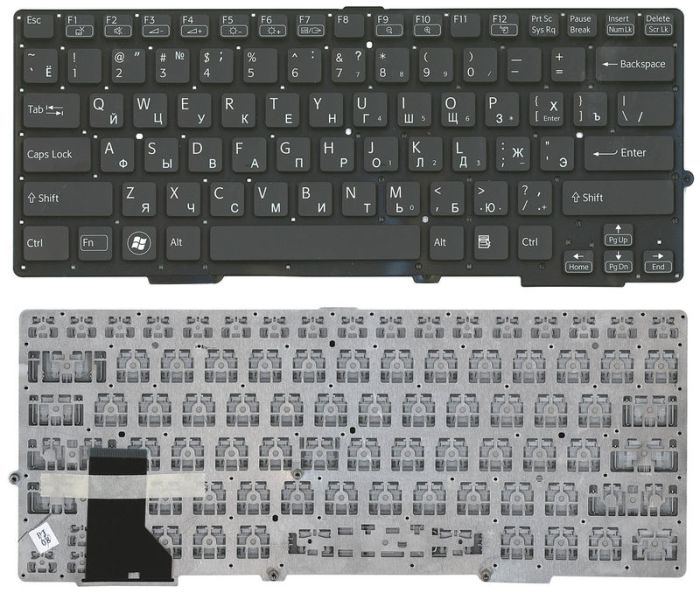 Клавіатура для ноутбука Sony (SVS13) з підсвічуванням (Light), Чорна, (Без рамки) UA