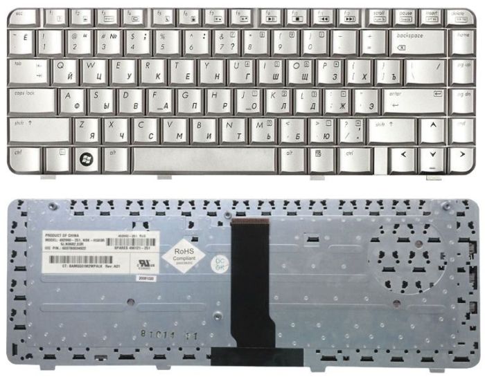Клавіатура для ноутбука HP Pavilion (DV3000, DV3500) Срібло, RU