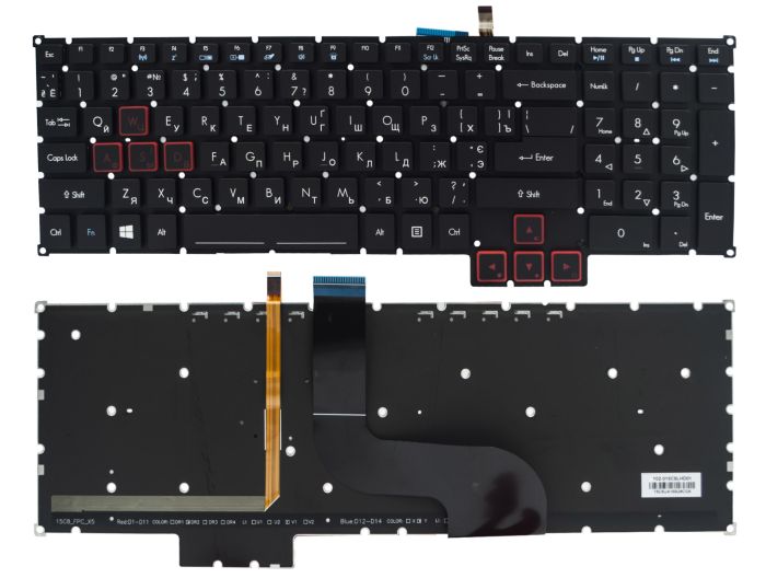 Клавиатура Acer Predator 15 G9-591 G9-591G G9-591R G9-592 G9-593 17 G5-793 G9-791 G9-792 чорна без рамки підсвітка прямий Enter Original PRC (0KN0-EX1UA12)