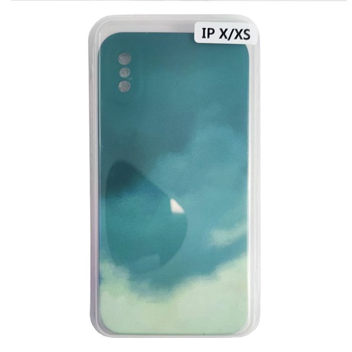 Чехол Silicone Water Print iPhone X/XS Mix Color Green