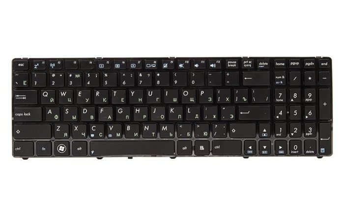 Клавіатура для ноутбука Asus K52, K52J, K52JK Чорна, чорна рамка