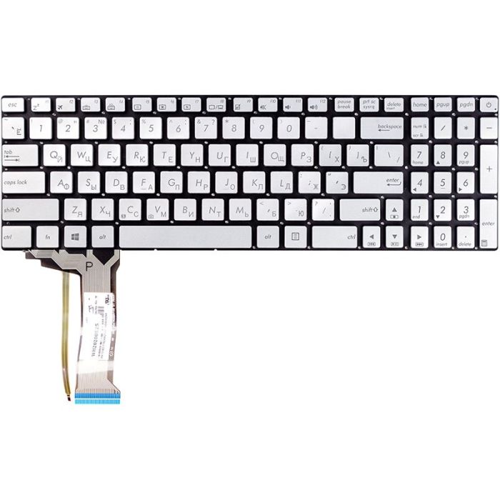 Клавиатура для ноутбука Asus N551, N551JQ серебристый, без фрейму