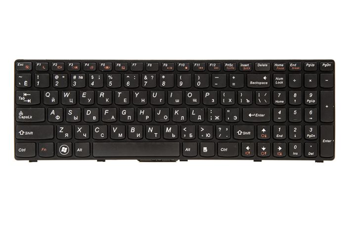 Клавиатура для ноутбука IBM/Lenovo B570, B590, V570 черный, черный фрейм