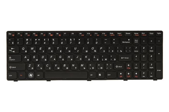 Клавиатура для ноутбука IBM/Lenovo G570, G575 черный, черный фрейм
