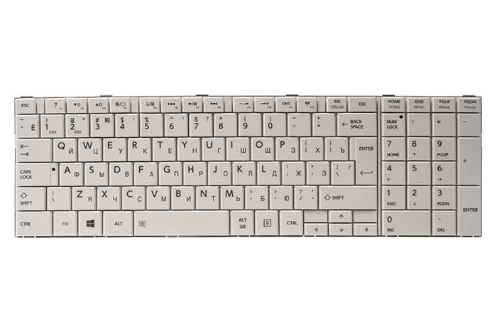 Клавиатура для ноутбука TOSHIBA Satellite C850, C870 белый, белый фрейм