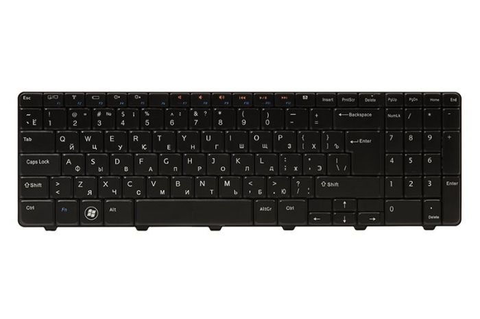 Клавіатура для ноутбука DELL Inspiron N5010 чорний, чорний фрейм (big Enter)