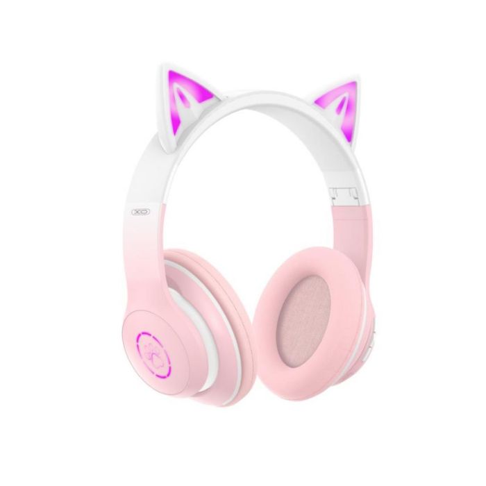 Дитячі навушники Bluetooth XO BE38 з вушками pink