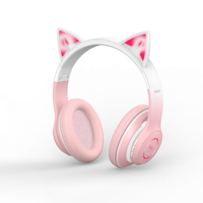 Дитячі навушники Bluetooth XO BE38 з вушками pink