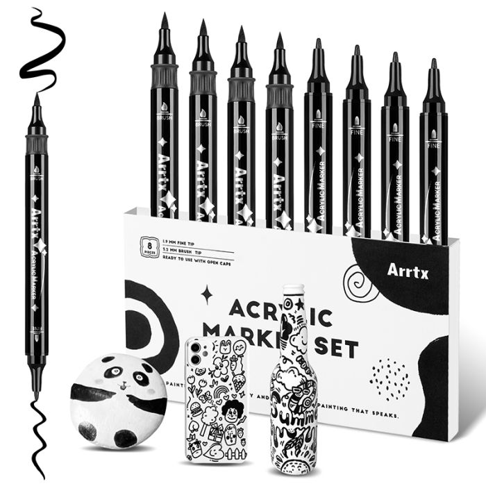 Акрилові маркери Arrtx AACM-03-8BK, чорні