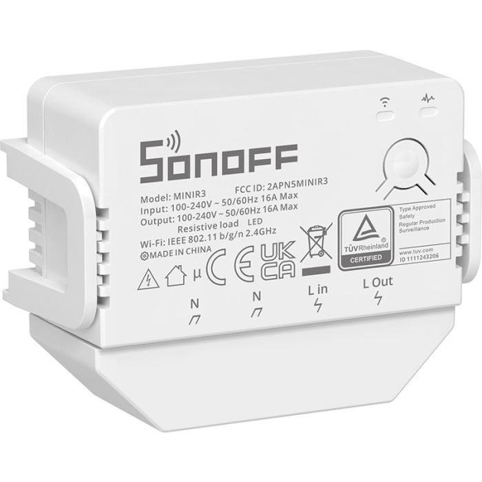 Розумний 1-канальний перемикач Sonoff WiFi MINIR3, 3500W