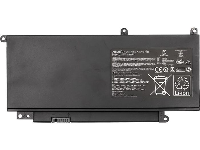 Акумулятор PowerPlant для ноутбука Asus N750 Series (C32-N750) 11.1V 69Wh