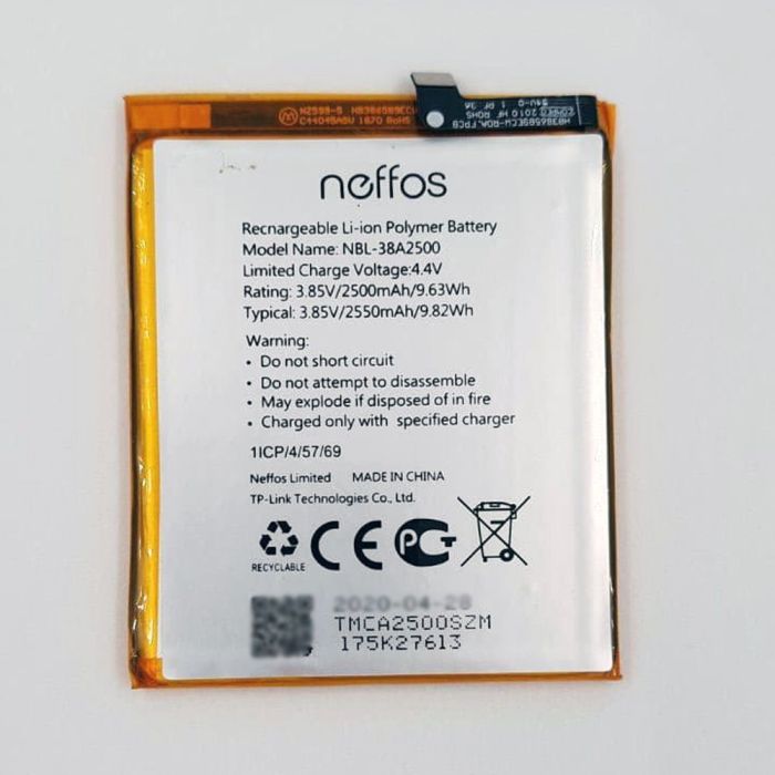 Акумулятор для TP-Link NBL-38A2500 для Neffos X1 Lite, TP904A, TP904C Original PRC