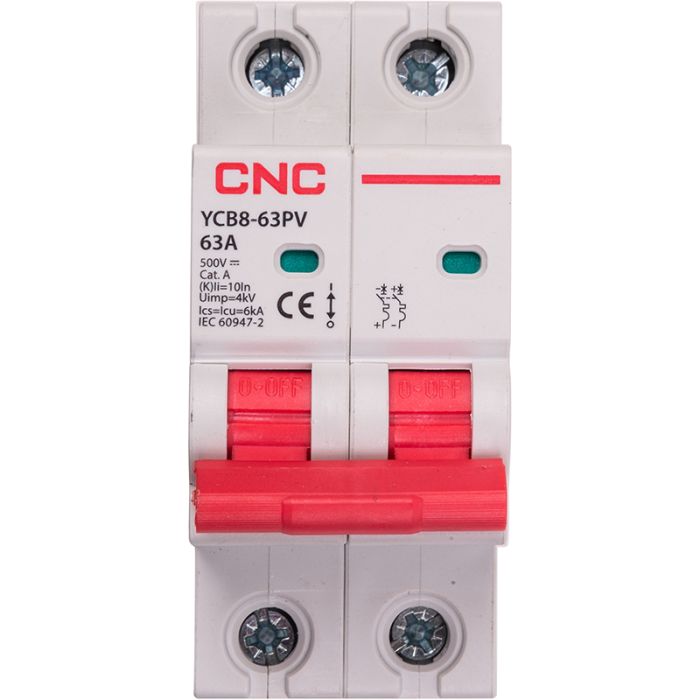 Мініатюрний вимикач постійного струму CNC YCB8-63PV 2P C63 DC500 6ka