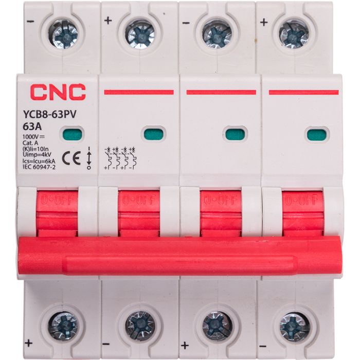 Мініатюрний вимикач постійного струму CNC YCB8-63PV 4P C63 DC1000 6ka