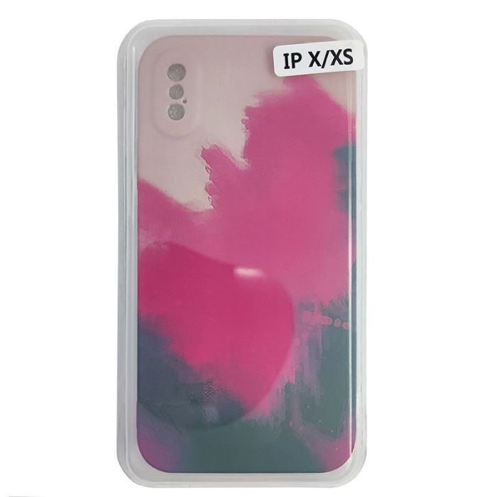 Чехол Silicone Water Print iPhone X/XS Mix Color Red