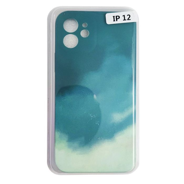 Чехол Silicone Water Print iPhone 12 Mix Color Green