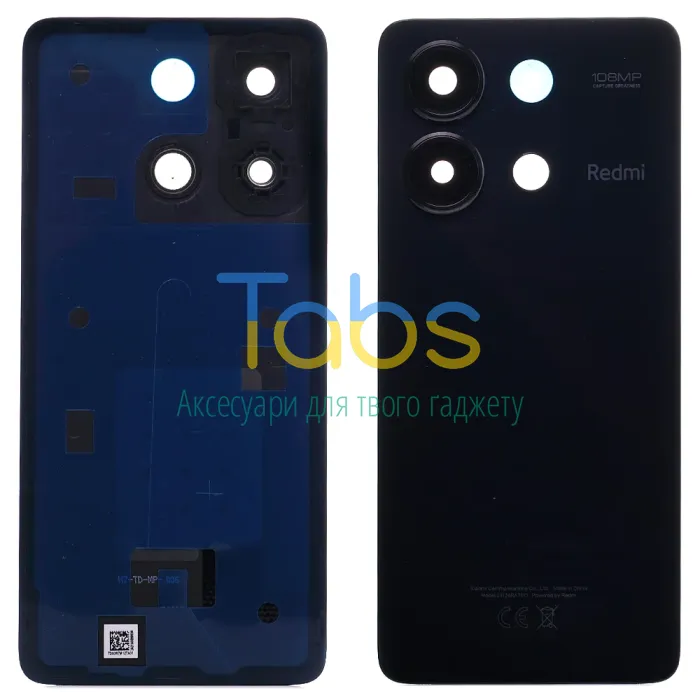 Задня кришка для Xiaomi Redmi Note 13 4G (чорна зі склом камери) Original Quality - зображення 1