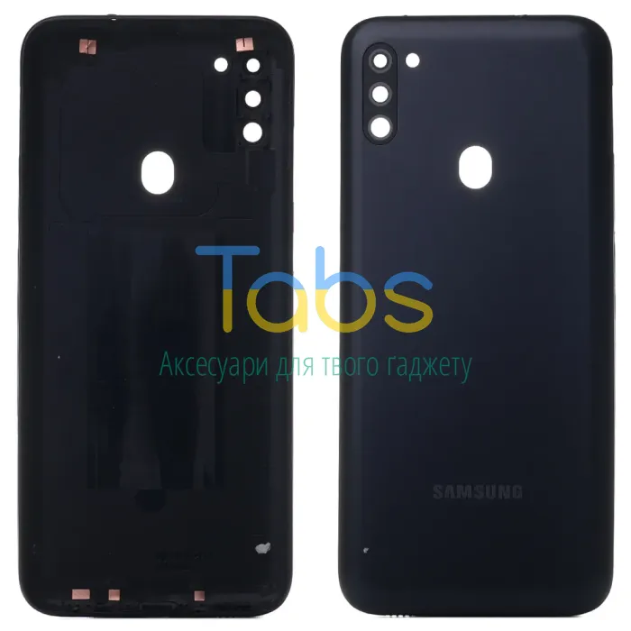 Задня кришка для Samsung Galaxy M11 M115F (чорна зі склом камери) Original Quality - зображення 1