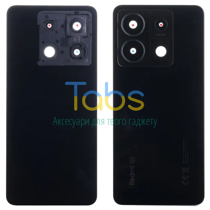 Задня кришка для Xiaomi Redmi Note 13 Pro 5G (чорна зі склом камери) Original Quality - зображення 1