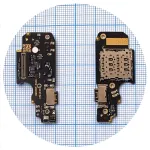 Шлейф Xiaomi Redmi Note 12 Pro 4G з роз'ємами Sim-картки, зарядки й мікрофоном - нижня плата High Quality