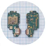 Шлейф для Samsung Galaxy S22 Ultra 5G S908B з роз'ємами зарядки та Sim-карти з мікрофоном - нижня плата Original Quality