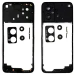 Рамка корпусу Oppo A76, A36 (чорна зі склом камери)