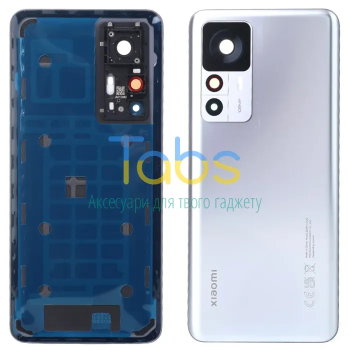 Задня кришка для Xiaomi 12T зі склом камери (срібляста Original New) - зображення 1