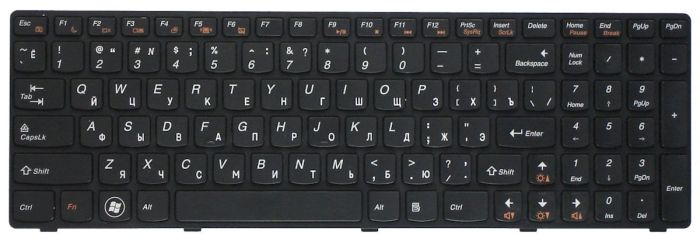 Клавіатура для ноутбука Lenovo IdeaPad (B570, V570, Z570, Z575) Black, (Black Frame), UA