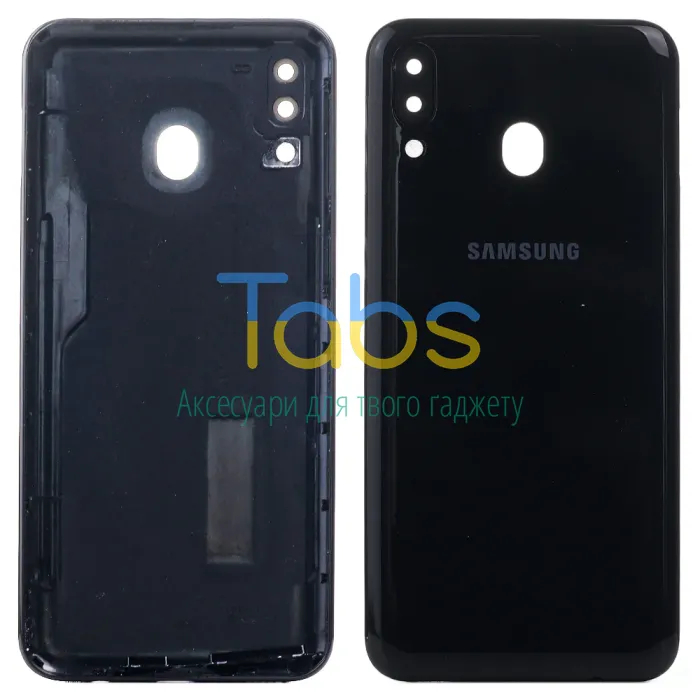 Задня кришка для Samsung Galaxy M20 M205F (чорна зі склом камери) Original Quality - зображення 1