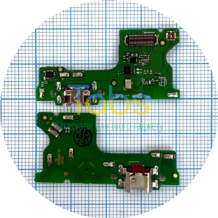 Шлейф Huawei Y7 2019 DUB-LX1 з роз'ємом зарядки та мікрофоном Оригінал Китай - нижня плата - зображення 1