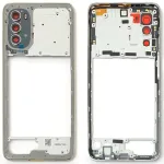 Рамка корпусу Motorola Moto G82 (срібляста зі склом камери) Original Quality