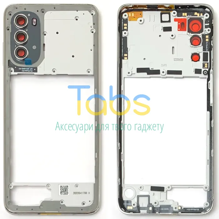 Рамка корпусу Motorola Moto G82 (срібляста зі склом камери) Original Quality - зображення 1