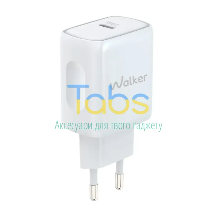 Мережевий зарядний пристрій (адаптер) 2в1 WALKER WH-64 PD_25W + Data Cable Type-C to Type-C white - зображення 9