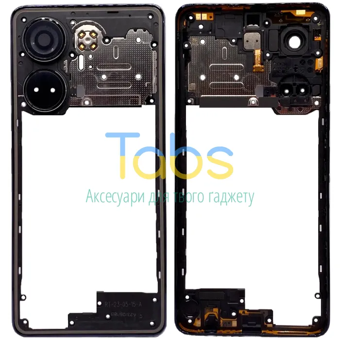 Рамка корпусу Tecno Camon 20, 20 Pro (чорна зі склом камери) - зображення 1