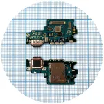 Шлейф Samsung Galaxy S21 FE 5G G990B з роз'ємами зарядки та Sim-карти з мікрофоном - нижня плата Original Quality