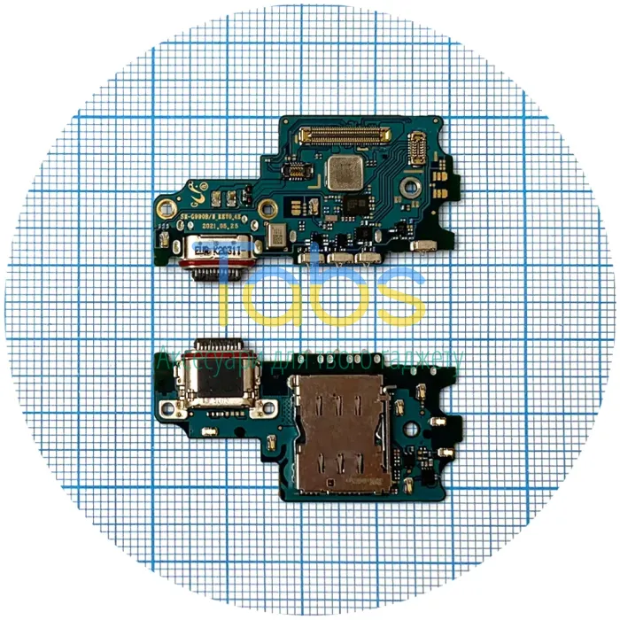 Шлейф Samsung Galaxy S21 FE 5G G990B з роз'ємами зарядки та Sim-карти з мікрофоном - нижня плата Original Quality - зображення 1
