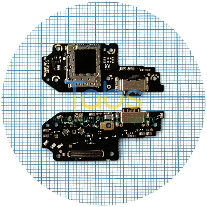 Шлейф Xiaomi Poco X4 GT, Redmi Note 11T Pro, Note 11T Pro+ з роз'ємами зарядки та Sim-карти з мікрофоном - нижня плата High Quality - зображення 1