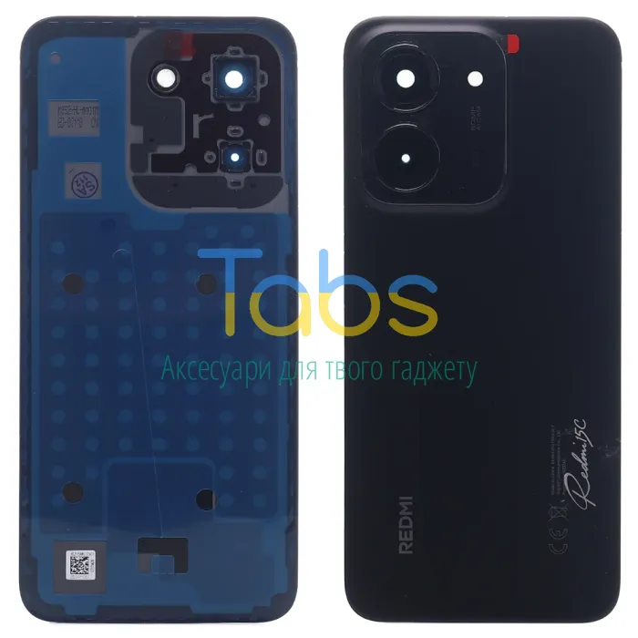 Задня кришка для Xiaomi Redmi 15C 4G Europe 25078RA3EE, Redmi 15C 5G 171 мм (чорна оригінал OEM зі склом камери) - зображення 1