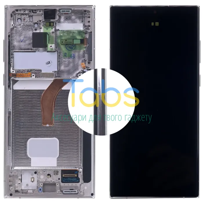 Дисплей для Samsung Galaxy S22 Ultra 5G S908 з тачскріном (оригінальний 100% з сріблястою рамкою) - зображення 1