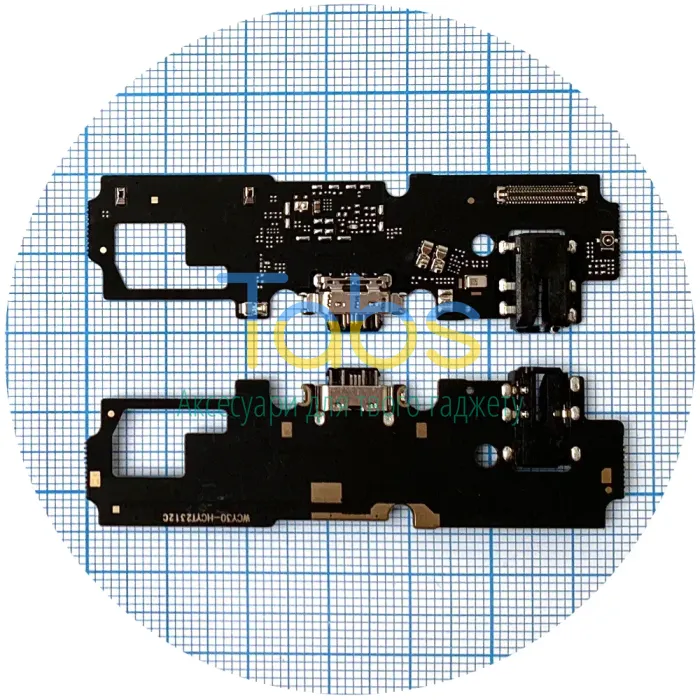 Шлейф для Vivo Y30 1938 з роз'ємами зарядки та навушників з мікрофоном - нижня плата High Quality - зображення 1