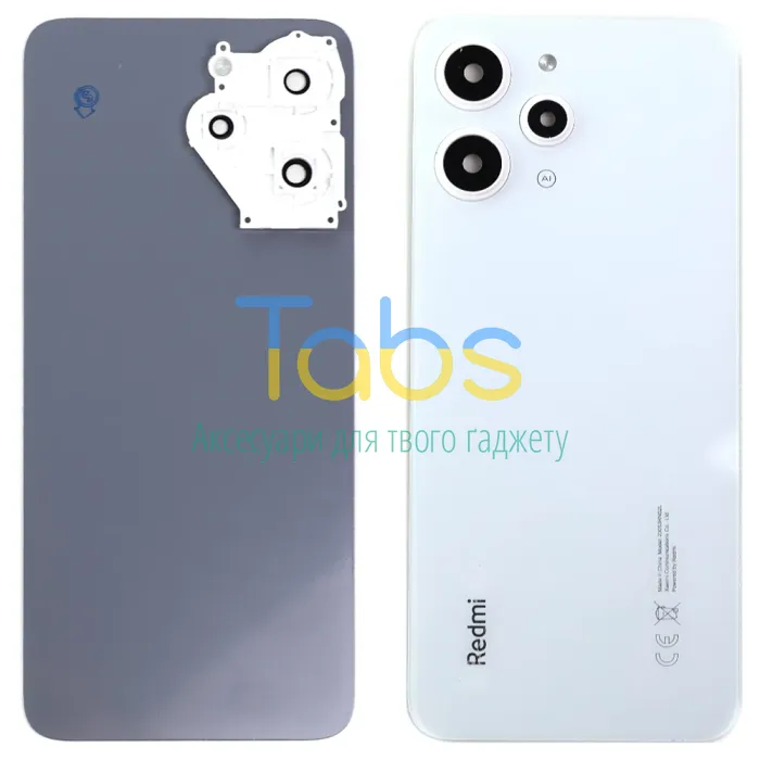 Задня кришка для Xiaomi Redmi 12 (біла зі склом камери) Original Quality - зображення 1