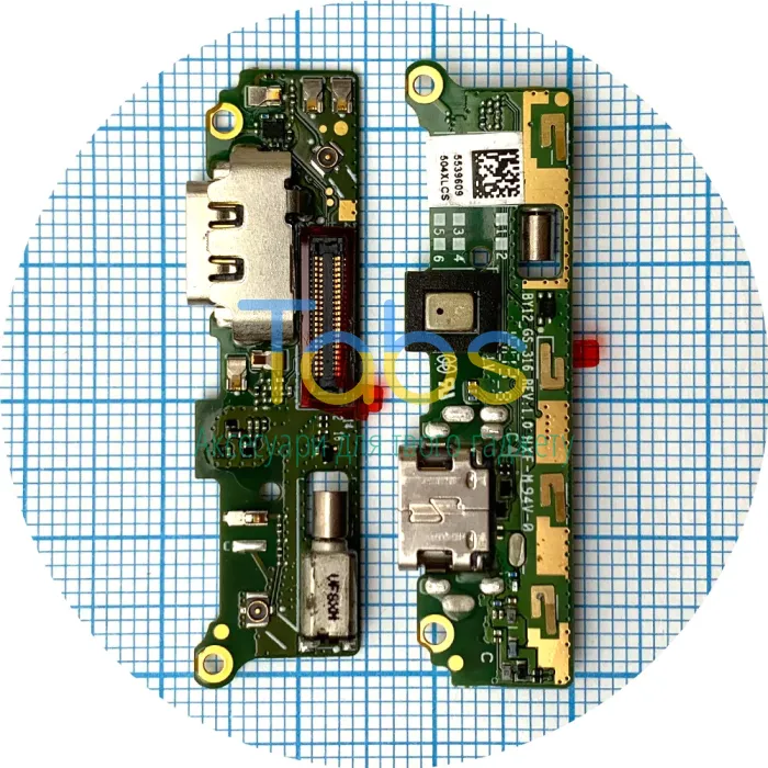 Шлейф для Sony Xperia XA2 H4113 H3113 з роз'ємом зарядки Type-C, вібродзвінком та мікрофоном Оригінал Китай - нижня плата - зображення 1
