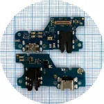 Шлейф Huawei Y6P MED-LX9, Honor 9A MOA-LX9 з роз'ємом зарядки та навушників, мікрофоном Оригінал Китай - нижня плата
